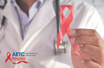 image of doctor holding hiv ribbon