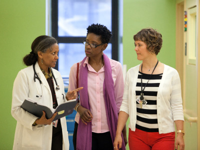 Three clinicians talking